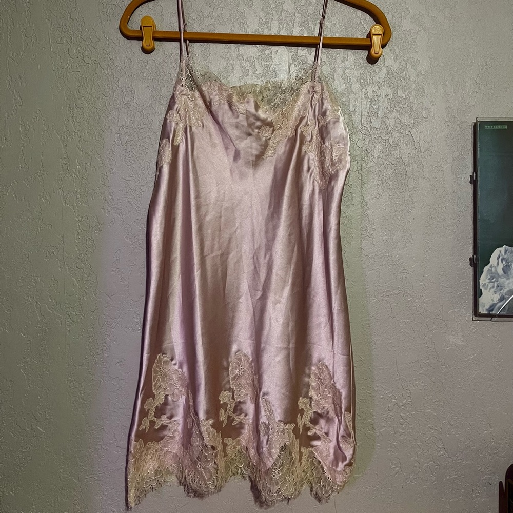 Victorias Secret pale pink silk lacy slip